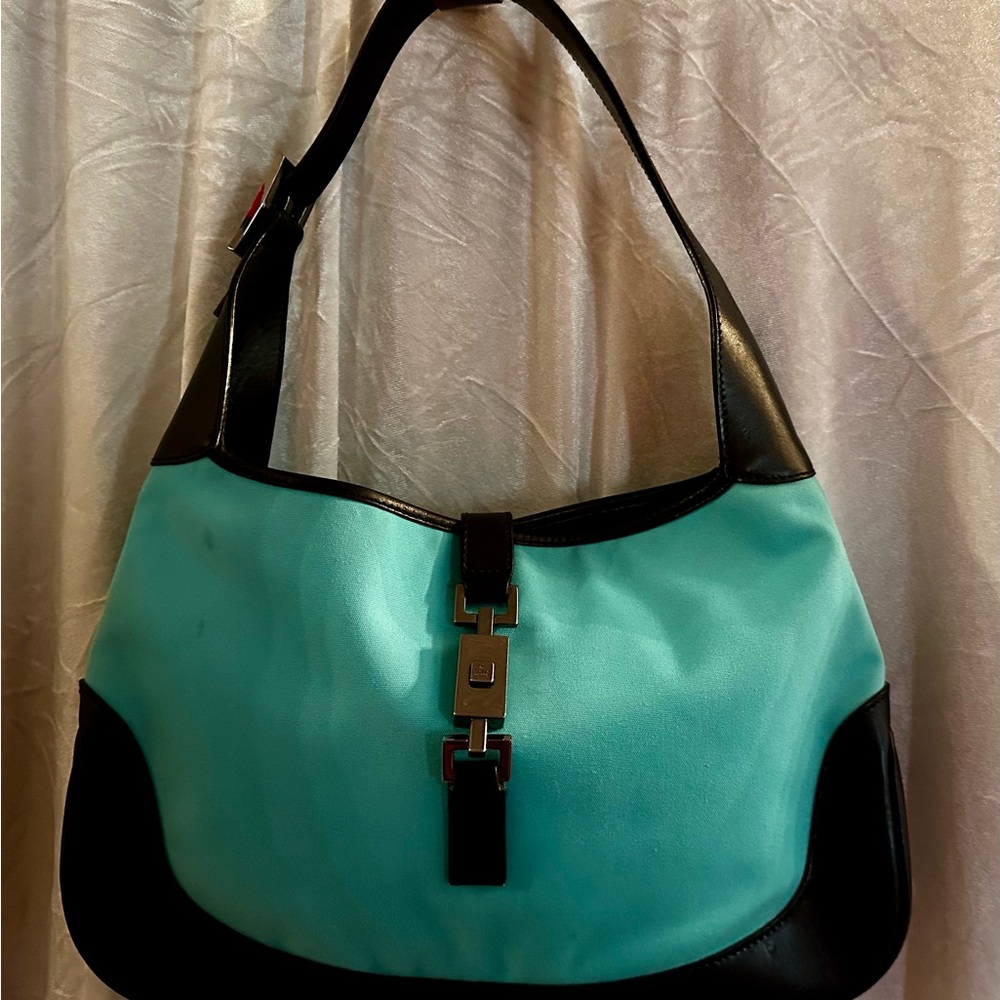 Gucci Turquoise and Black Shoulder Bag